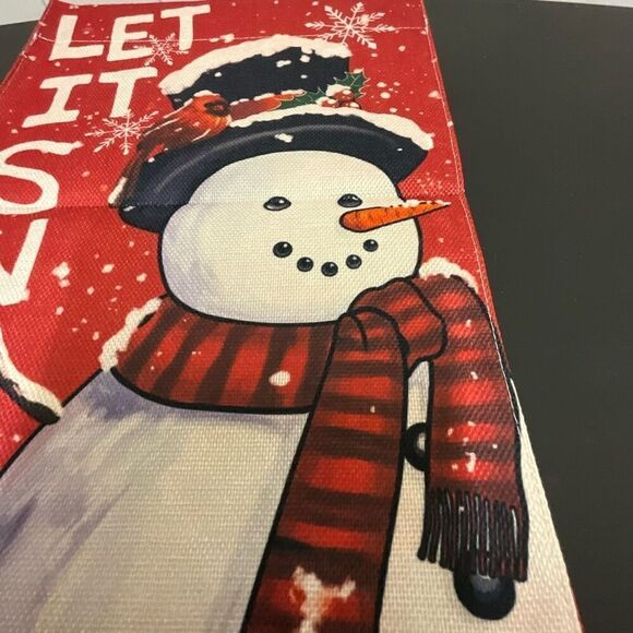 NWOT Double Sided Winter Let it Snow Holiday Flag Decor Christmas Red - Picture 5 of 7
